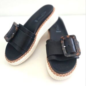 Joie Lyla Genuine Black Leather Buckle Sandals